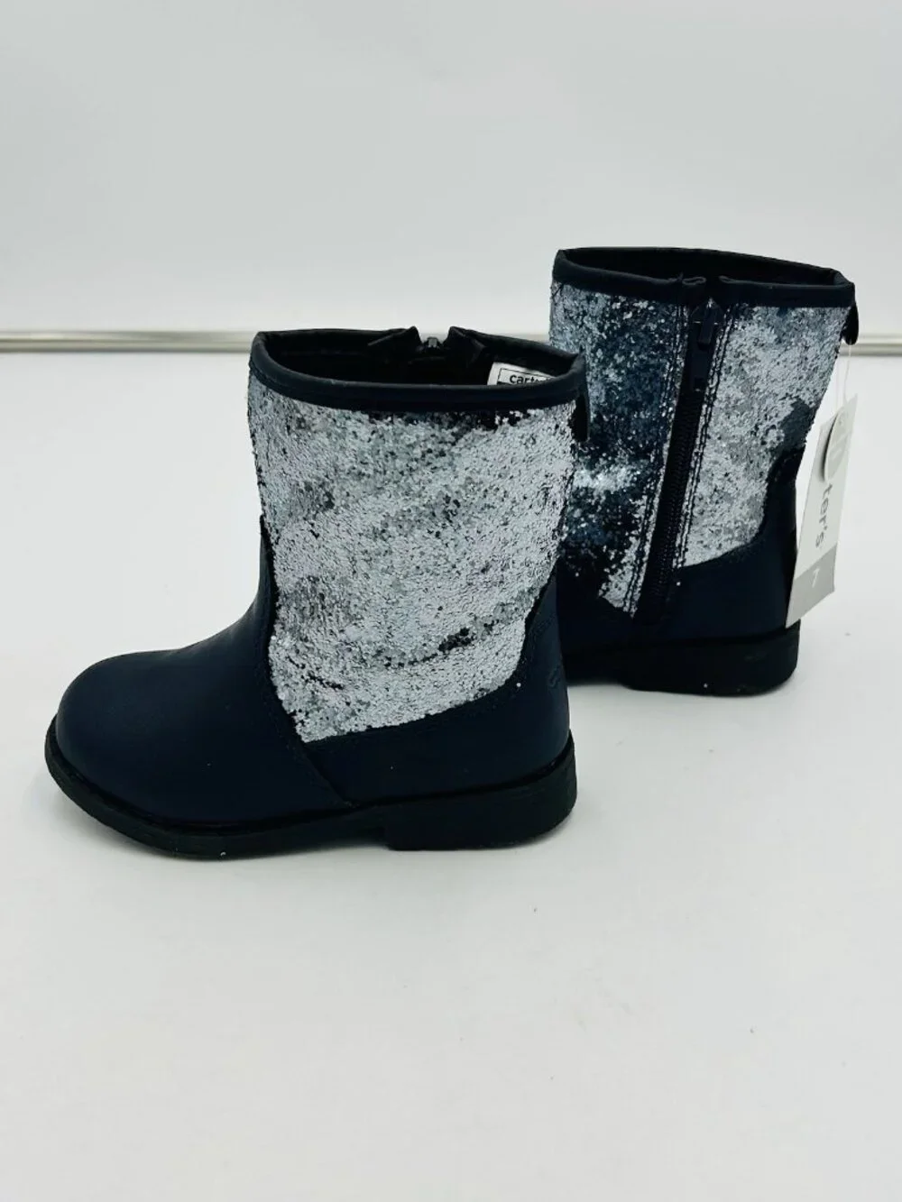 Carter's Toddler Girls Mara Navy Blue Glitter Boot Bootie Size 7 NEW